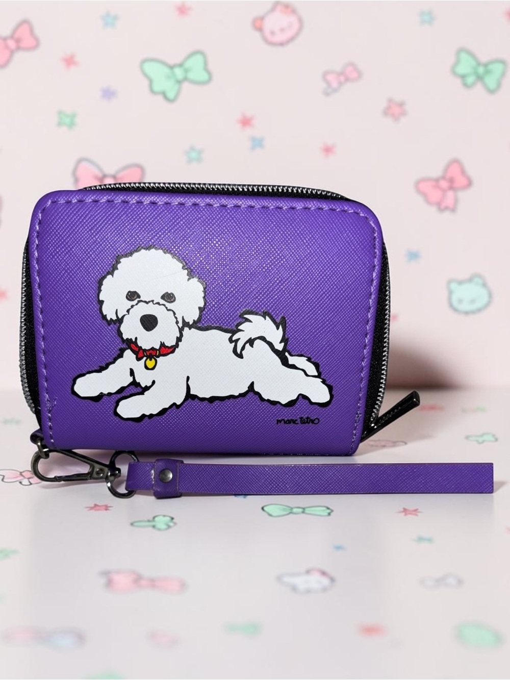 Purple Dog Print Zip-Around Wallet Wristlet